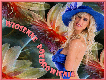 Wiosenne pozdrowienia kobieta w kapeluszu